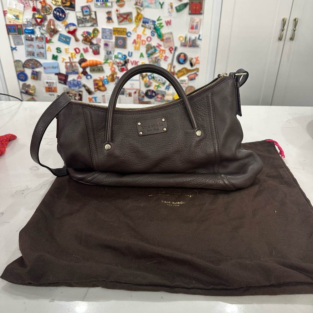 With dust bag, Kate Spade Brown Shoulder Bag with Adjustable Strap